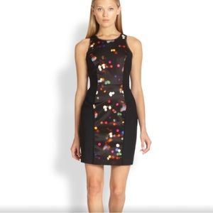 Milly city lights multicolor black sheath dress